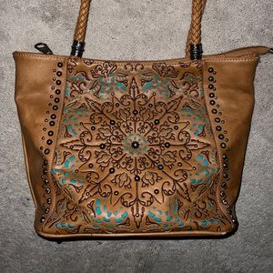 Montana West Brown Leather Concealed Carry Purse